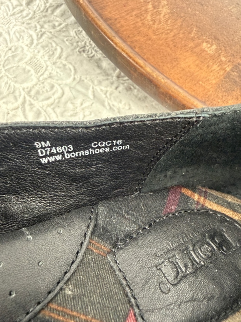 Born Shoes Wm 9M Sebra Black Leather Slip On Loafer Flat Comfort Flexible - Picture 12 of 12